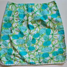 Lilly Pulitzer Vintage Y2K floral crab print crabcake green skirt size 4