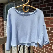 We The Free Blue Cropped Sweater Shirt Women's Medium