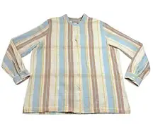 Vintage Blair 100% Cotton Flannel Plaid Button Up Shirt Size Large Coastal Boho