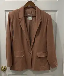 Abercrombie & Fitch Women’s Relaxed Fit Linen Single Button Blazer Sz M Brown