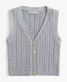 A&F Mara Cable Knit Gold Button Down Sweater Academia Preppy Old Money - Small