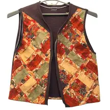 Handmade Patchwork Vest Large Fall Autumn Boho Cottagecore Farm Hippie Quilted