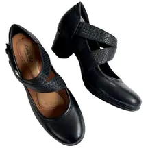 EUC Rockport Cobb Hill Leather
Asymmetric Mary Jane Heels Black Size 7.5
