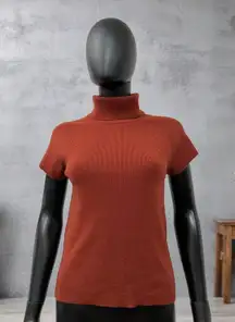 Luca Luca‎ 100% Cashmere Turtleneck Short Sleeve Knit Top Rust L