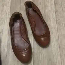Tory Burch brown flats size 7.5 reptile print texture