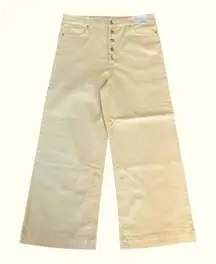 SAM EDELMAN Codie High Rise Wide Leg Cropped Jean Button Fly Ecru Size 12 NEW