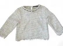 Zara Basic Collection Textured Tweed Top size medium