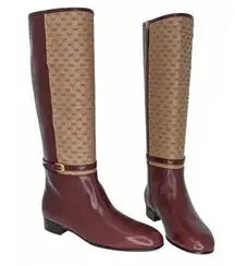 Gucci New GG Logo Brown Leather Timeless Boots