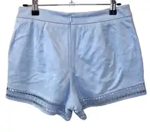 JOA LOS ANGELES HIGH RISE WAIST LIGHT BLUE FAUX SUEDE LINED “HOT PANTS” SHORTS S