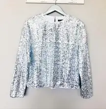 Something Navy All Over Silver Sequin Long Sleeve Blouse