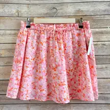 Abound Orange Purple Floral Mini Skirt Size Medium NWT