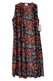 LULAROE Joy Hibiscus Tropical Print Longline Duster Vest Size XS