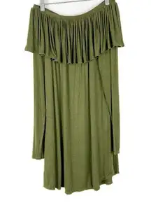 NWT Chaser Ruffle Long Sleeve Off the Shoulder Dress Green Size Medium M NEW