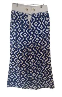 Macbeth collection by Margaret Joseph’s medium blue geometric bathing suit cover