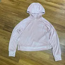 All in Motion Velour Rib Hoodie Women Small Pink Thumb Hole Cuffs Athleisure Top