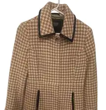 Coach  Khaki Houndstooth 100% Wool peacoat Jacket Size XS EUC