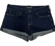 Abercrombie Fitch Shorts Womens Size 27 Blue Dark Wash Denim Jean Cuffed Rolled