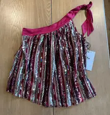 NWT Savanna Jane One Shoulder Sequins Satin Trim Bow Size Small