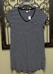 Gap striped short sleeve vneck tshirt mini dress