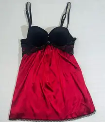 Ambrielle Satin Babydoll Dress Size Small Velvet Chemise Christmas Holiday Party