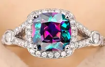 Gorgeous French-Inspired Multicolor Square Gemstone Ring Size 7