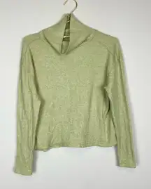 Lush Green Boxy Waffle‎ Knit Turtleneck Sweater Long Sleeve Top Size Medium