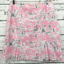 Harold's Pink & White Floral Mini Above Knee Short Lined Cotton Skirt‎ [Size 12]