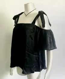 Satin Bow Shoulder Tie Off Shoulder Top