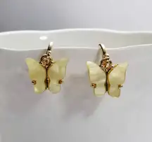Gold and yellow butterfly earrings 