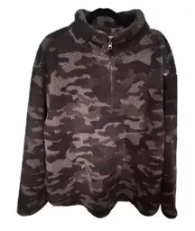 Koolaburra by UGG Womens Camo Sherpa Fleece Quarter Zip Pullover Sweatshirt XL