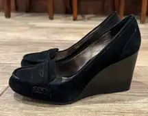 Coach Black Suede Wedge Heels | Women’s Slip-On Wedges | Size 8.5