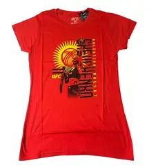 UFC Valentina Shevchenko Tee Womens S Red "Bullet" Graphic T Shirt‎ Cotton