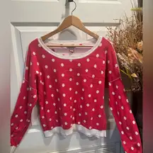 Arizona Jean Co. Red & White Polka Dot Sweater Women's Size XL