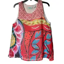 Sleeveless Double Layer Chiffon Tank Top Flowy Boho Abstract XL