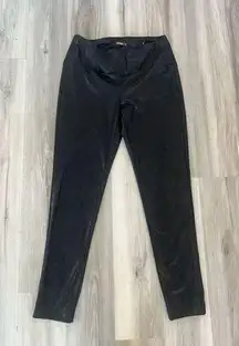 J. McLaughlin M Black Faux Leather Sparkle Print Pant Leggings