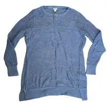 COPY - LL Bean Pullover Sweater Dusty Blue Cotton Open Knit Long Sleeve Large