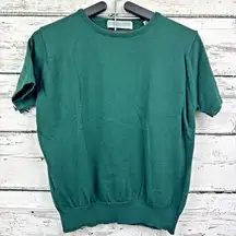 Amanda Smith Ribbed Green Cotton Sweater w/‎ Fitted Waist & Sleeves [Size Large]