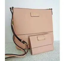 Kate Spade 2 Pc Bay Street Cora & Tellie Warm Vellum Leather Crossbody & Wallet