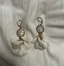Frilly White Earrings 