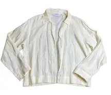 80s Vintage Jennifer Myles Buttercup yellow linen shirt jacketed Shacket large