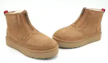 UGG Women Neumel Zip Platform Ankle Booties Chestnut Suede