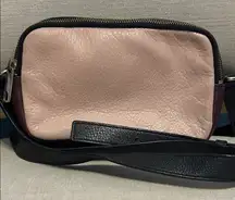 Talbots Pink, Maroon and Black Pebbled Leather Crossbody Bag