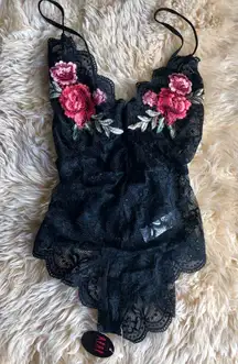 Sexy Lace Rose Teddy Lingerie