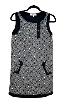 Tibi Black and White Shift Mini‎ Dress Size 4 Geometric Retro Sleeveless