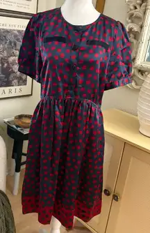 MARC BY MARC JACOBS Satin‎ Navy Red Spot Dress Size Small