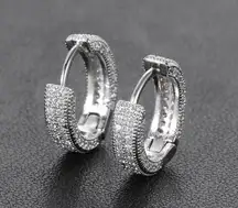 925 Silver Plated Huggie Hoop Earrings for Men Women