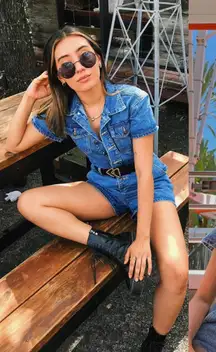 Lioness U know What's‎ Up Denim Romper XS Festival Spring Summer Hollywood