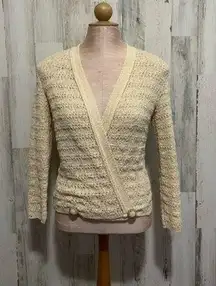 VINTAGE LeRoy Butter cream Cardigan Size small see measurements‎