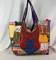 Handmade Indian Banjara Shoulder Tote Bag Bold Colorful Detailed Boho Patchwork