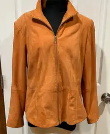Dana Buchanan Suede Orange Jacket – Size 14P – Double Zipper